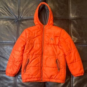 Puma Puffer Jacket. Orange Puffer Jacket. Winter Coat.